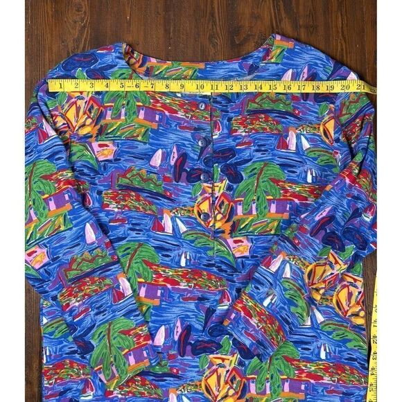 Vtg Ken Done Art to Wear Boating Button Down Long Sleeve Shirt 2 Piece Size M - Picture 9 of 13